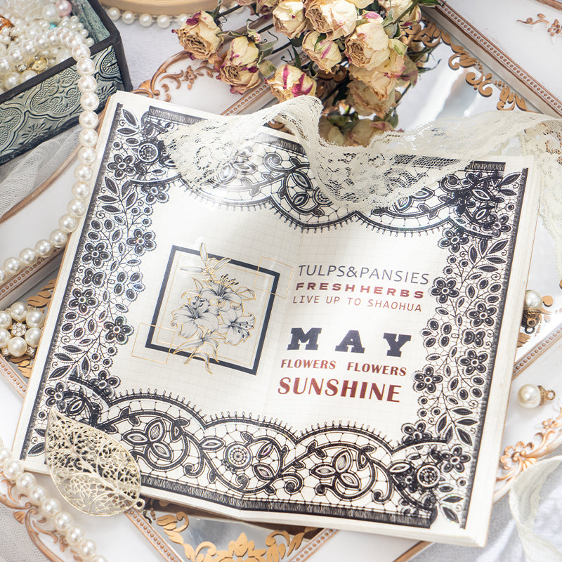 "The Angel of Grey Yarn" 10pcs Shiny Silvery PET Lace Stickers