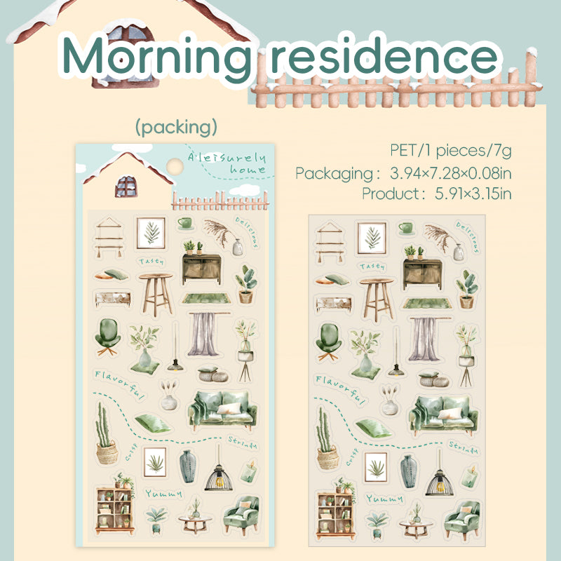 “A Leisure Home” Cute Miniature Stickers Pre-cute 2 Sheets in