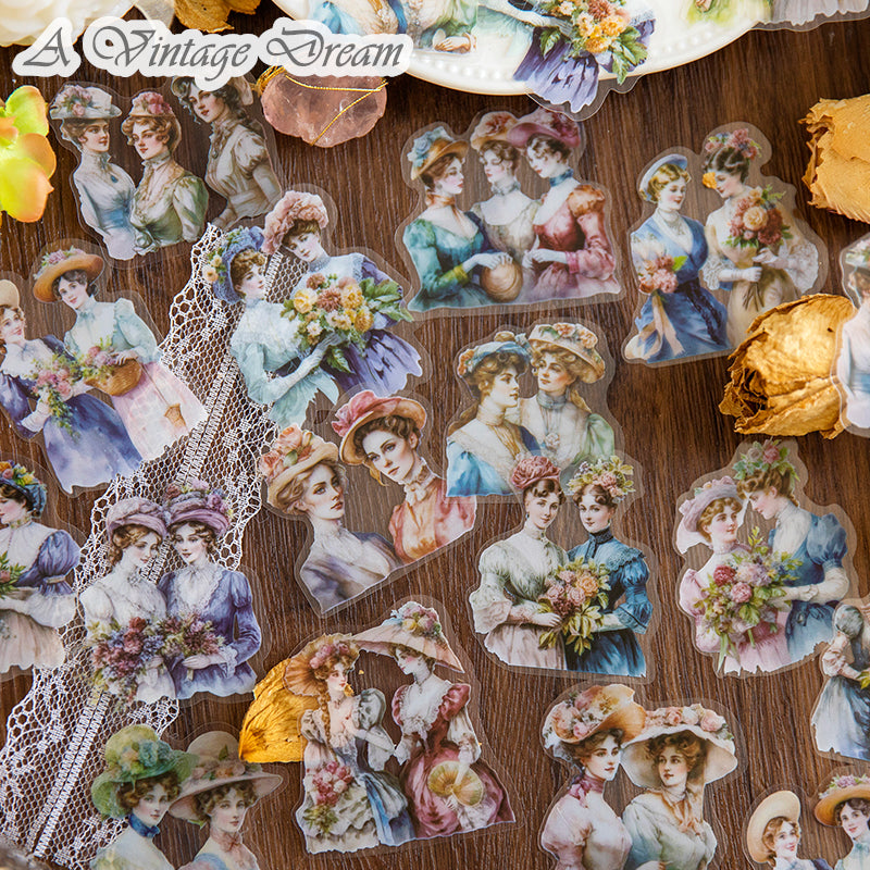 "Walking from the Painting" 30pcs PET Vintage Ladies Stickers