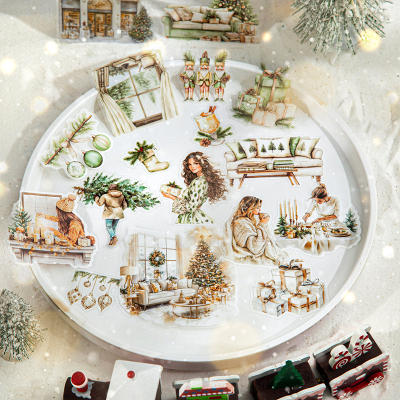 Cozy Christmas PET Stickers 20pcs in