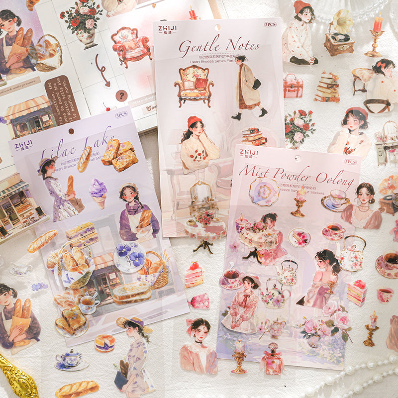 “Gentle Breeze” Stickers 3 Sheets in Small Sized Stickers pre-cut