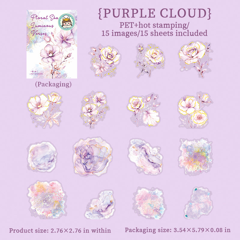 Floral Shades PET Stickers 15 Sheets in
