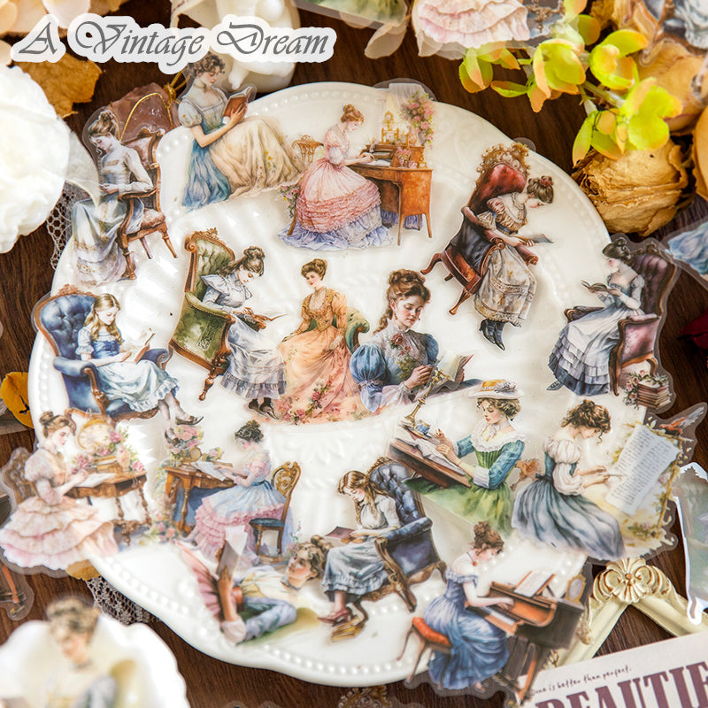"Walking from the Painting" 30pcs PET Vintage Ladies Stickers