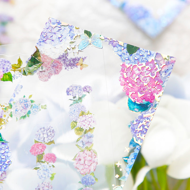 "The Age of Flowers" 12pcs Pre-cut Shimmery Flower Frame Stickers