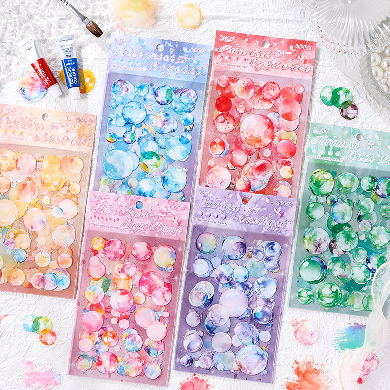 "Glazed Sugar Bubbles" 4 Sheets of Pre-cut PET Bubble Stickers