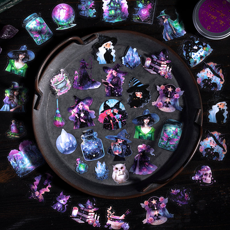 "The Witch's Magic Box" 50pcs PET Stickers in Aluminum Box