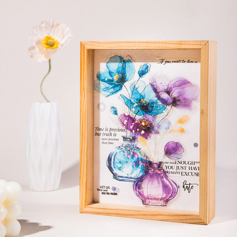 “Fragrant Flowers” 10pcs Large Sized Flower Stickers Transparent Stickers