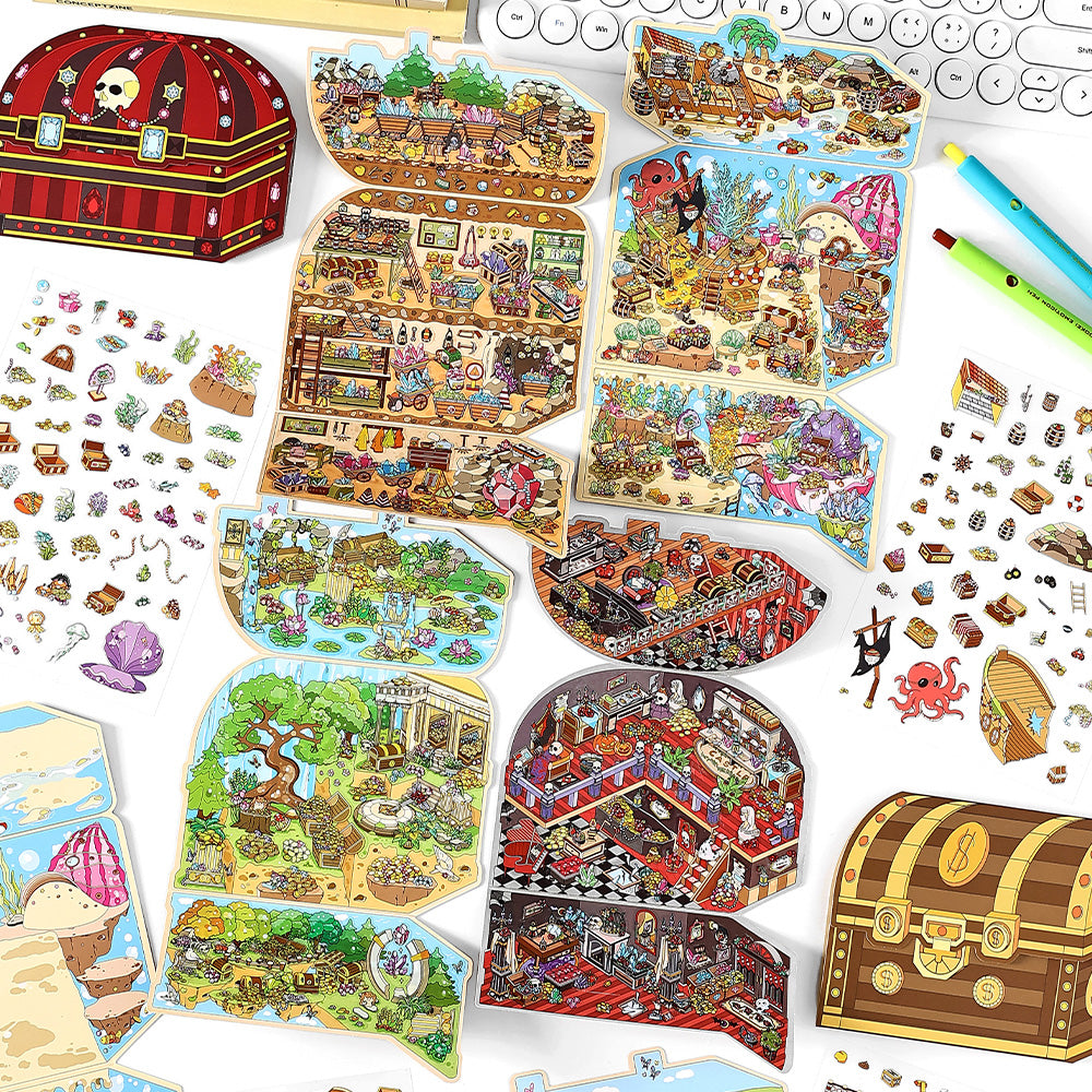 3D Miniature Scene Play Stickers Pirate Themed Stickers