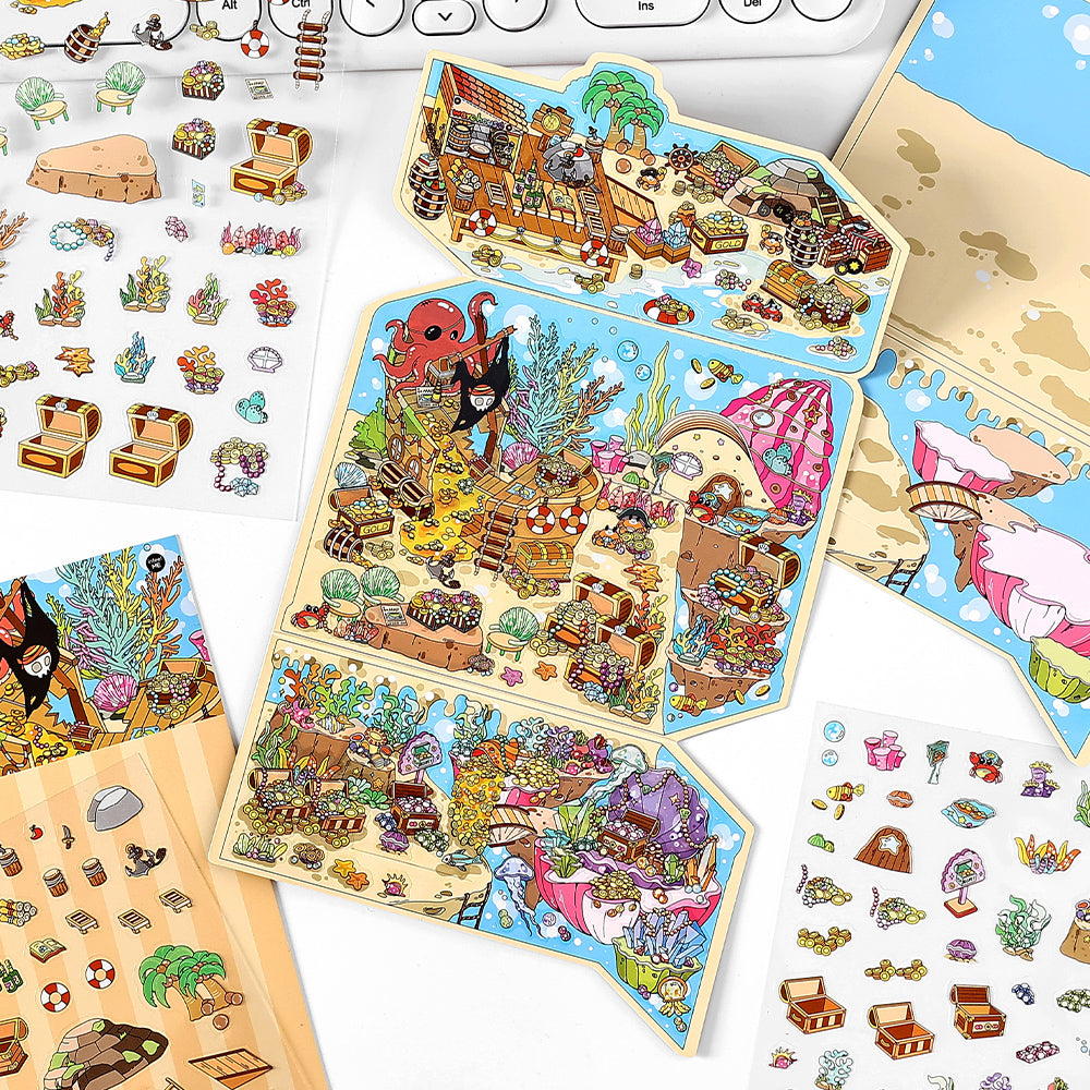 3D Miniature Scene Play Stickers Pirate Themed Stickers