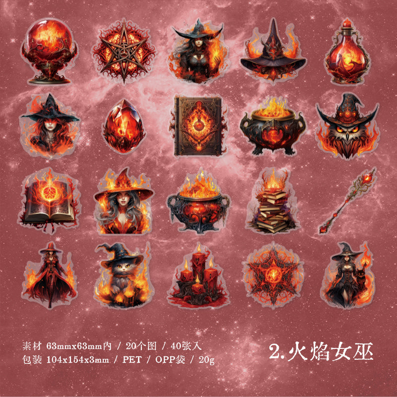 "Magical Fantasy" 40pcs Witchy Vibe PET Stickers