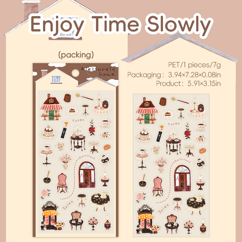 “A Leisure Home” Cute Miniature Stickers Pre-cute 2 Sheets in