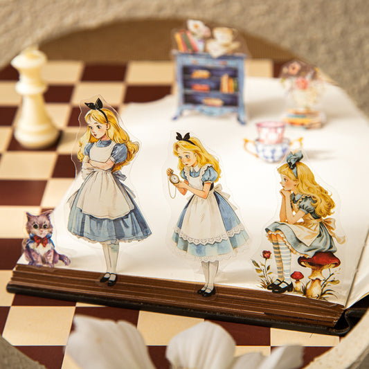 Alice Sticker Book with 50 Sheets of PET Stickers for Scrapbooking