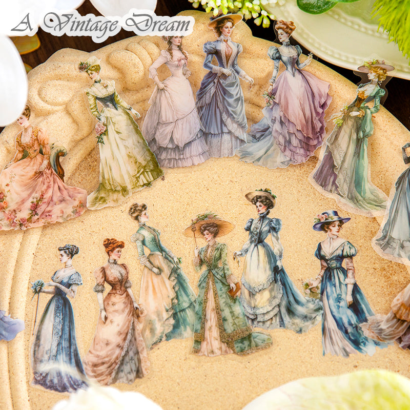 "Walking from the Painting" 30pcs PET Vintage Ladies Stickers