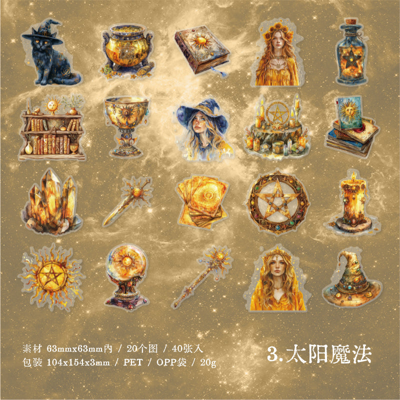 "Magical Fantasy" 40pcs Witchy Vibe PET Stickers