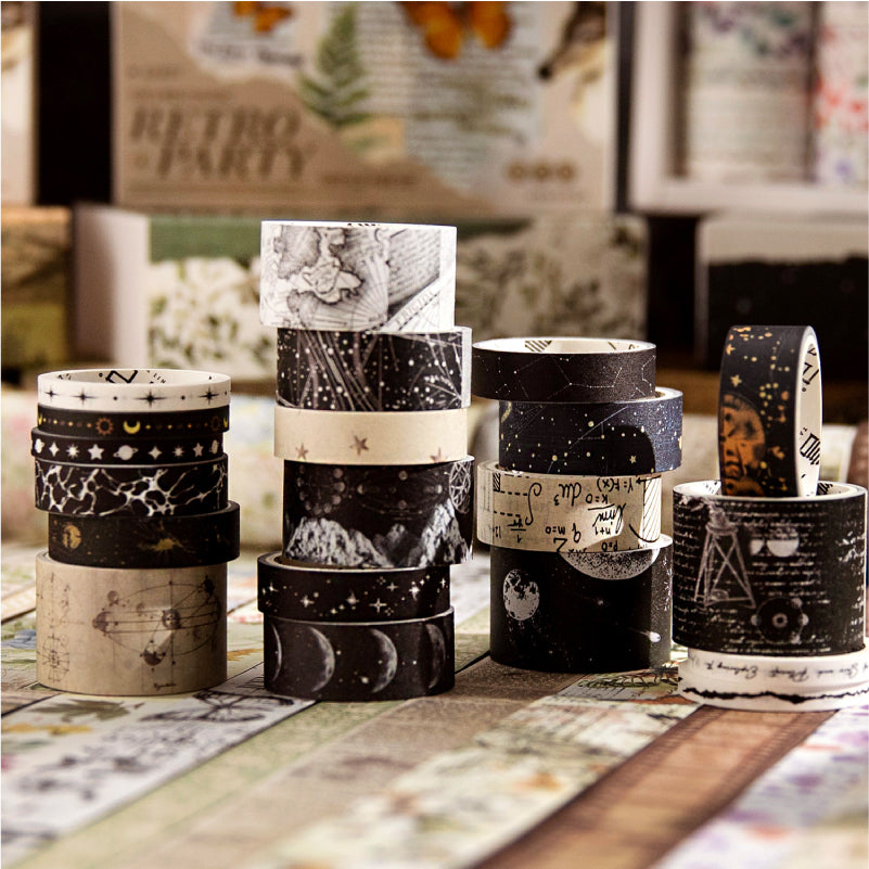 "Retro Party" Washi Tapes Box 20 Rolls in Washi Tapes With Backing