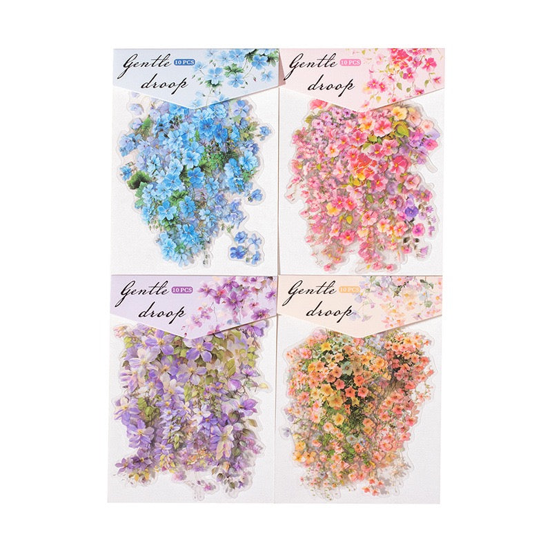 Gentle Droop Flower PET Stickers 10pcs in