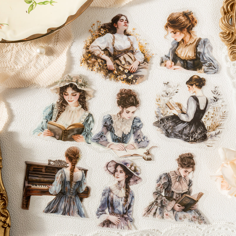 "Morning Beauty" 20pcs PET Stickers Vintage Elegant Lady Stickers