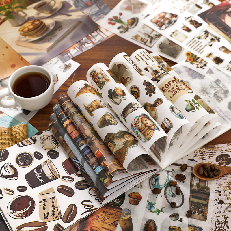 SIMNO Sticker Books 50 Sheets Pre-cut Washi Stickers and Large Sized Deco Papers