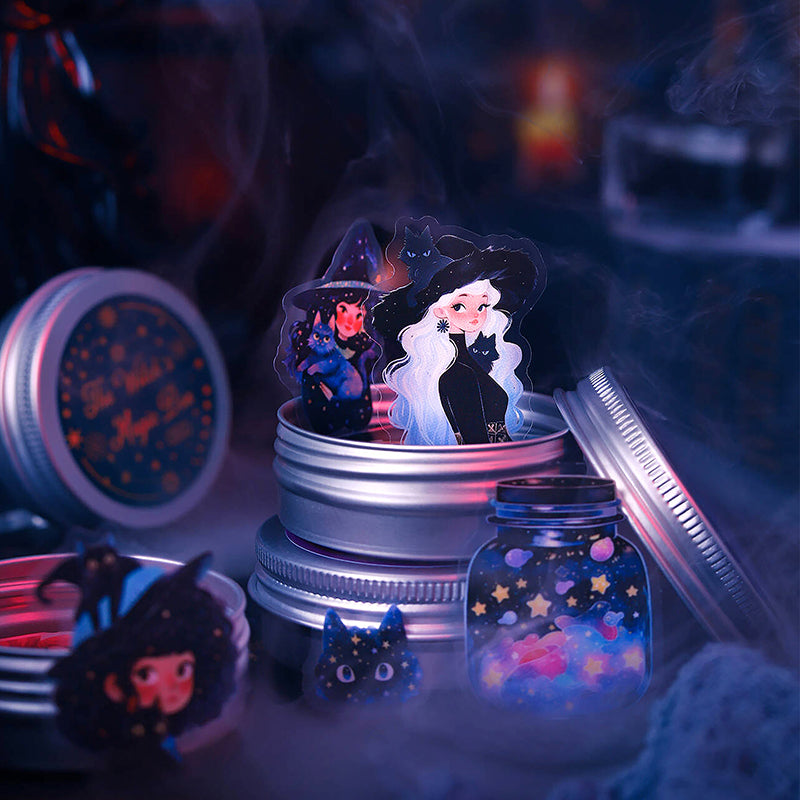 "The Witch's Magic Box" 50pcs PET Stickers in Aluminum Box