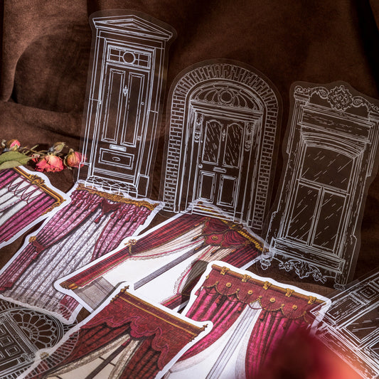 "Lattice Window Series" 10pcs Stickers PET and Wove Paper Stickers