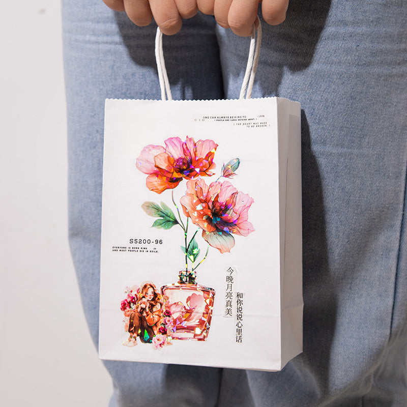 “Fragrant Flowers” 10pcs Large Sized Flower Stickers Transparent Stickers