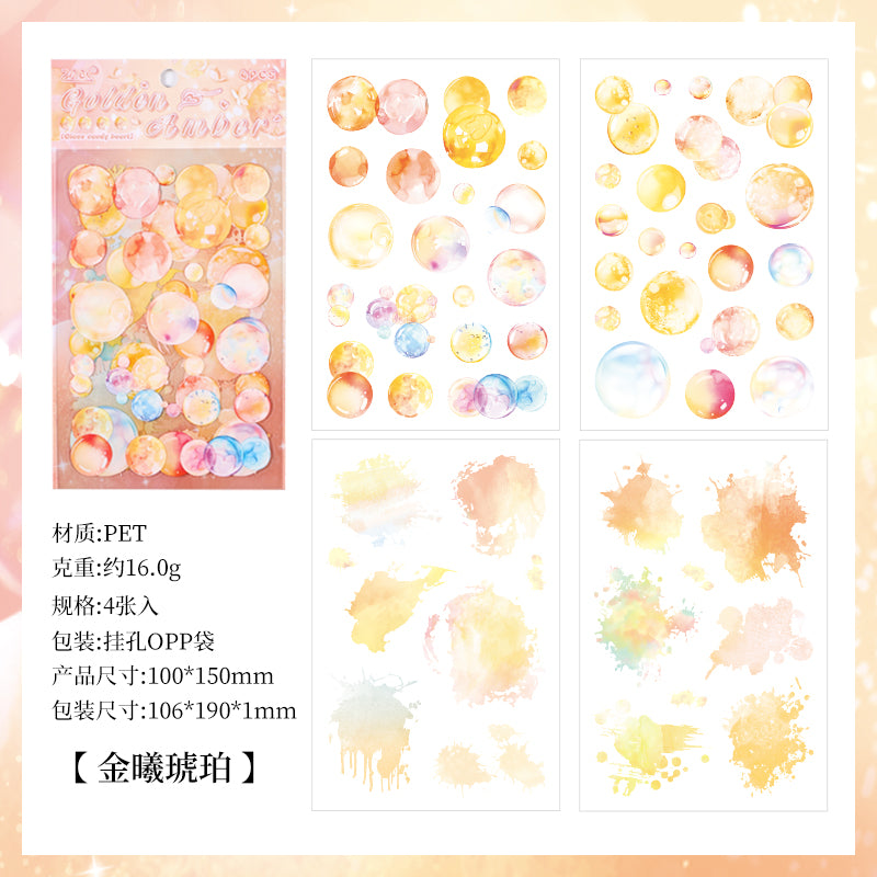 "Glazed Sugar Bubbles" 4 Sheets of Pre-cut PET Bubble Stickers