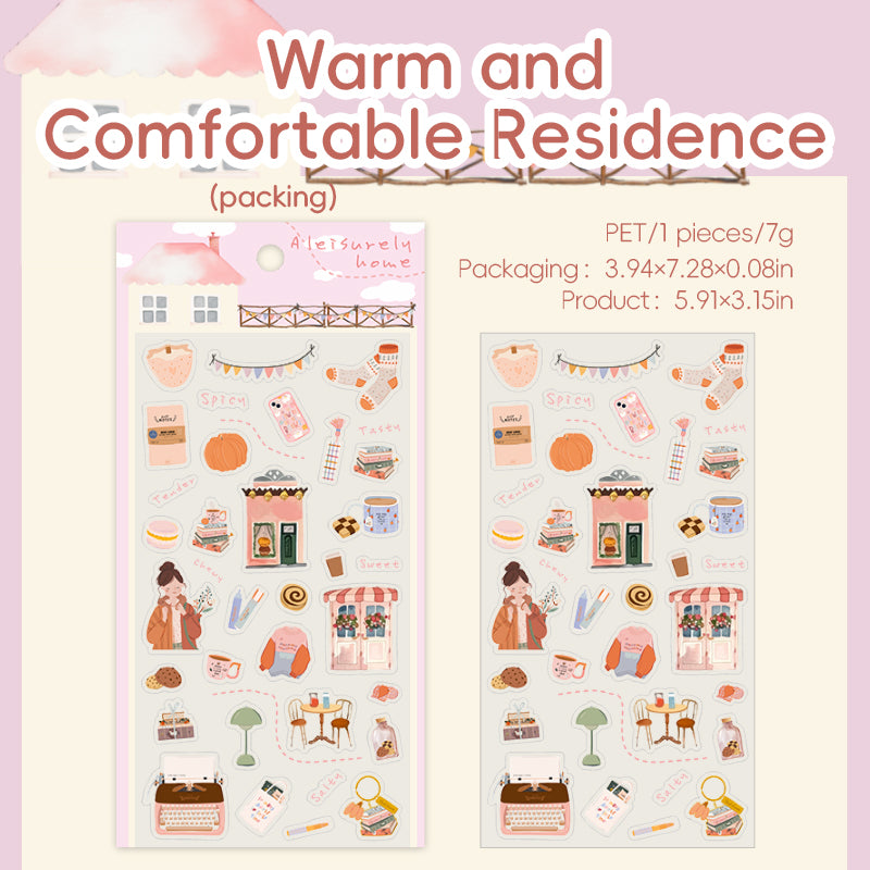 “A Leisure Home” Cute Miniature Stickers Pre-cute 2 Sheets in