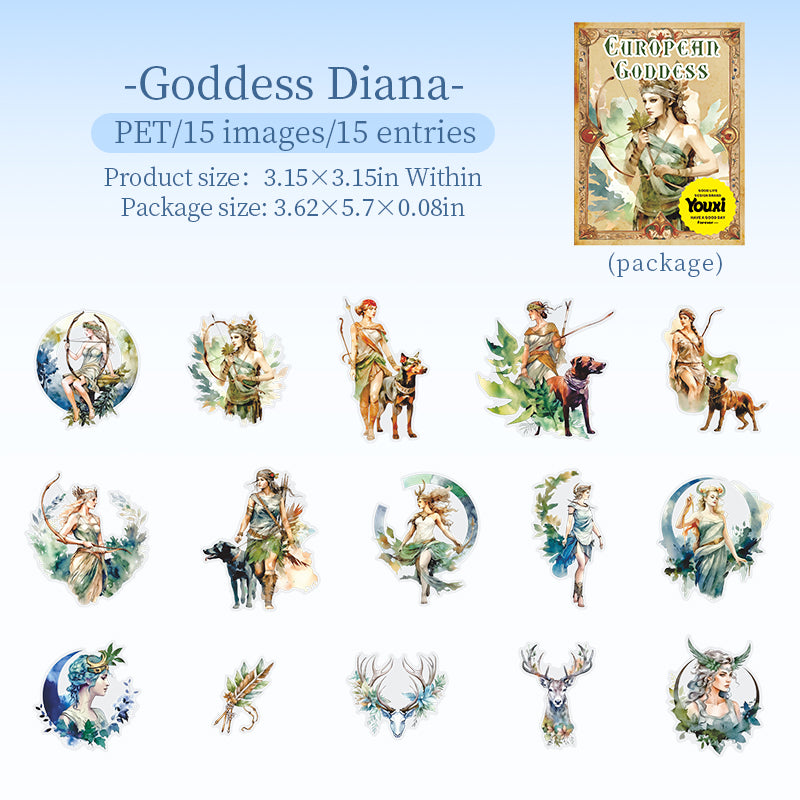 "European Goddess" PET Stickers 15pcs in