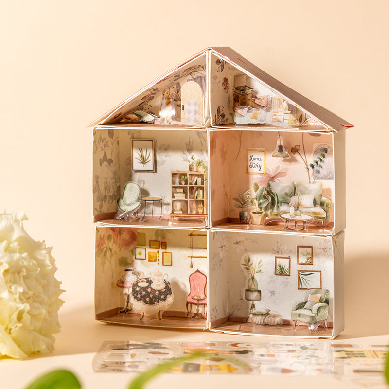 “A Leisure Home” Cute Miniature Stickers Pre-cute 2 Sheets in