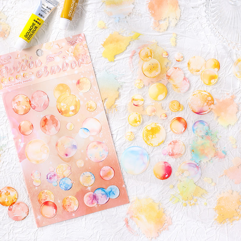 "Glazed Sugar Bubbles" 4 Sheets of Pre-cut PET Bubble Stickers