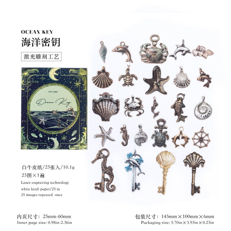 "Mysterious Password Key" 25pcs Retro Decorative Stickers Flat Stickers