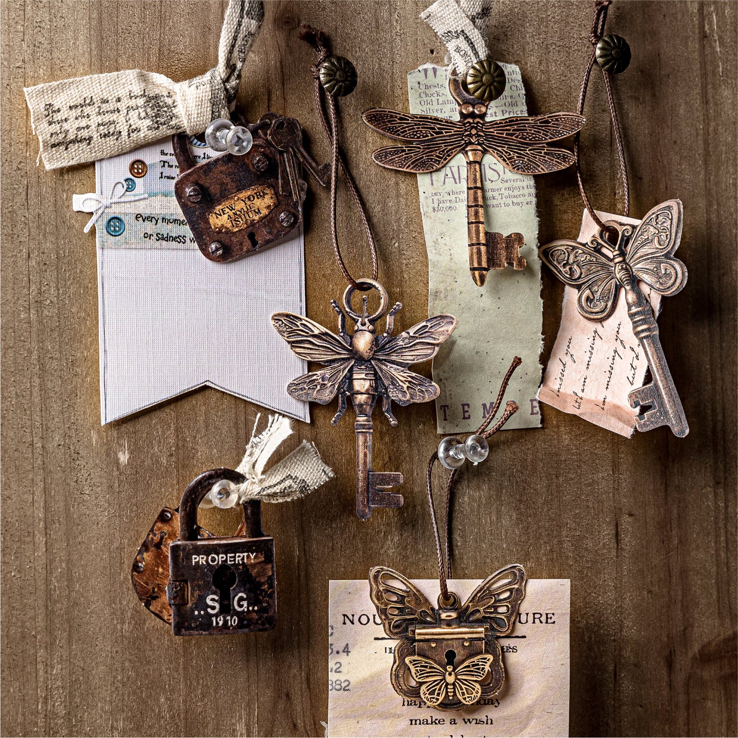 "Mysterious Password Key" 25pcs Retro Decorative Stickers Flat Stickers