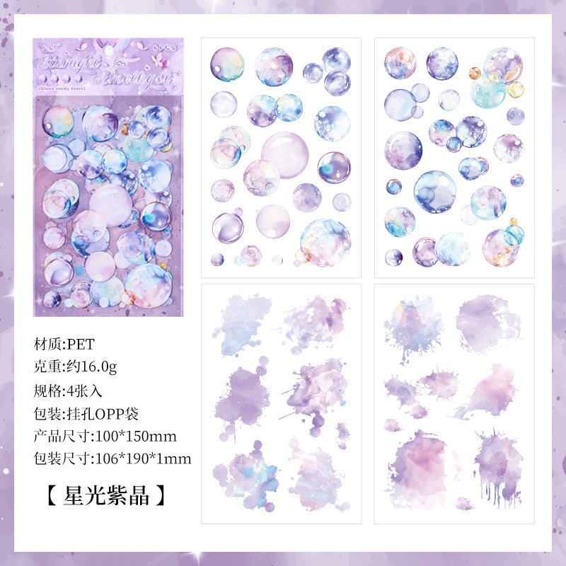 "Glazed Sugar Bubbles" 4 Sheets of Pre-cut PET Bubble Stickers