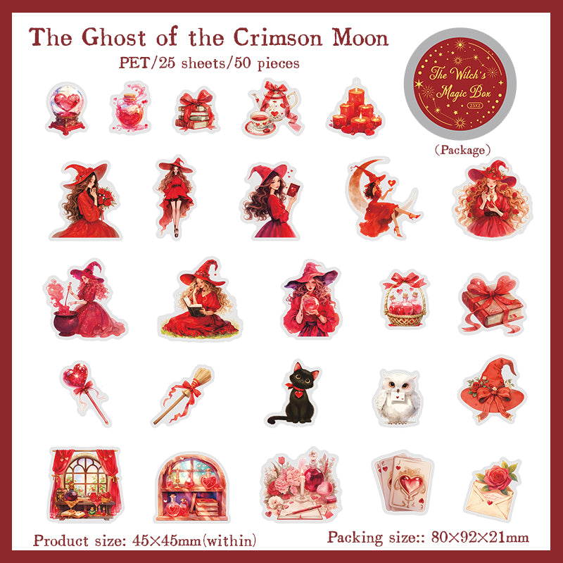 "The Witch's Magic Box" 50pcs PET Stickers in Aluminum Box