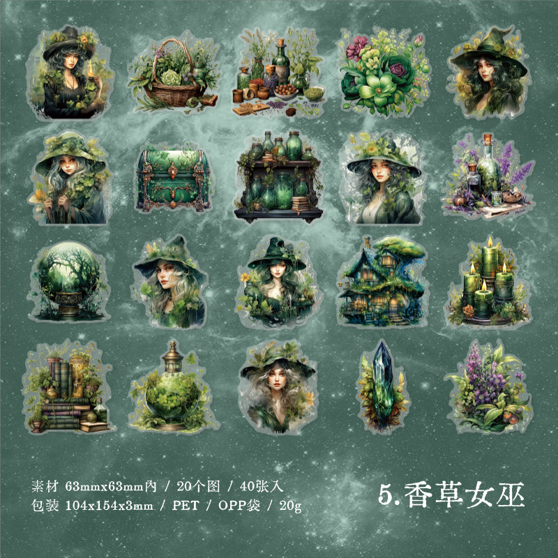 "Magical Fantasy" 40pcs Witchy Vibe PET Stickers