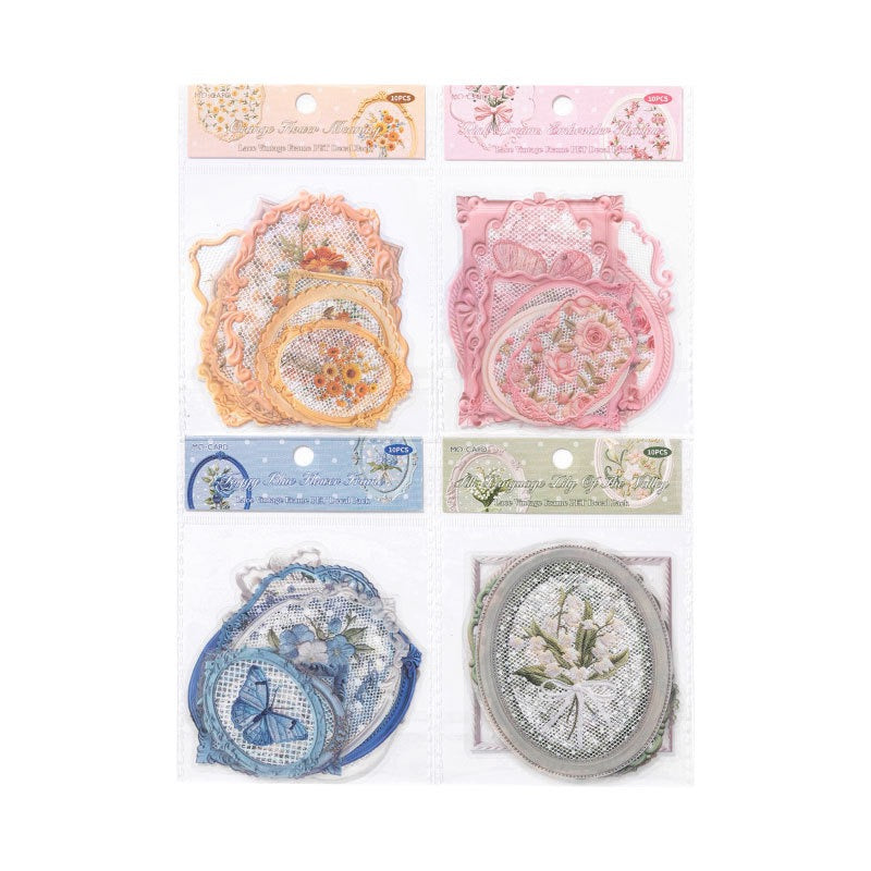 Cute Lace Frame PET Stickers 10pcs in