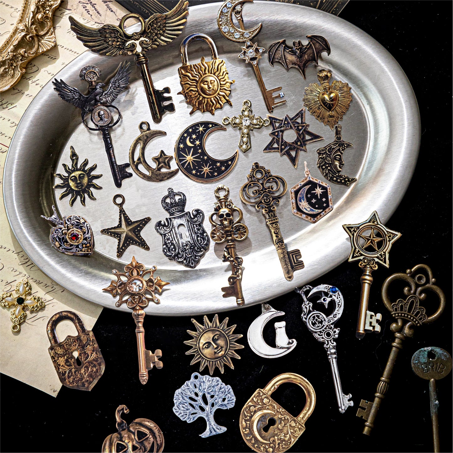"Mysterious Password Key" 25pcs Retro Decorative Stickers Flat Stickers