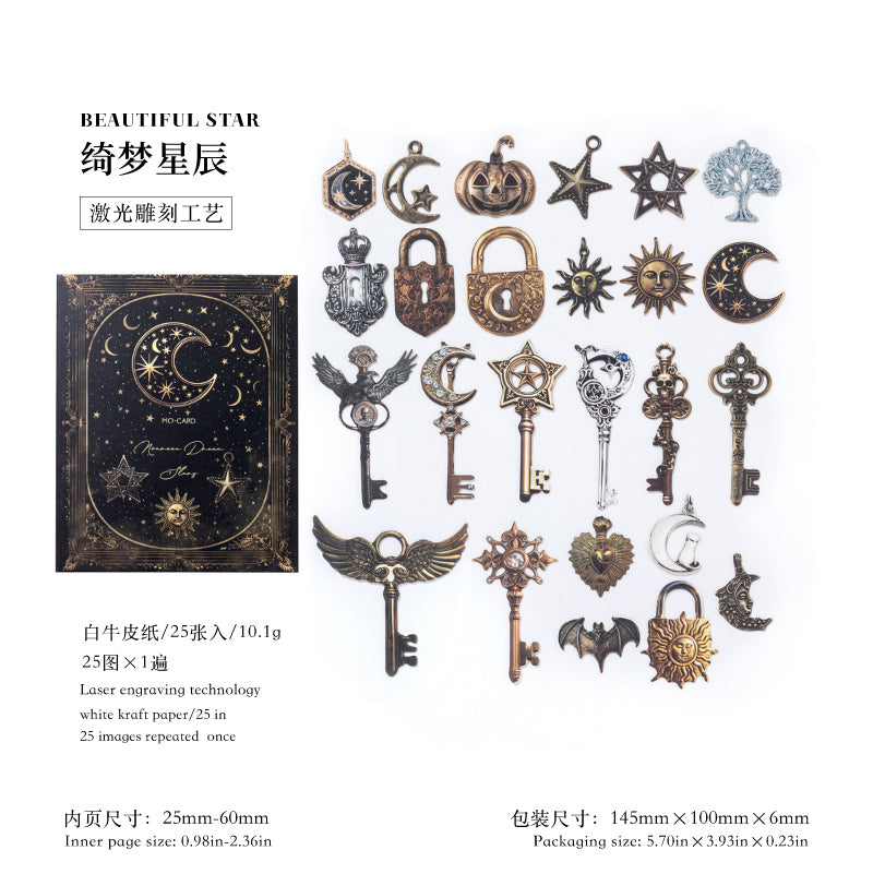 "Mysterious Password Key" 25pcs Retro Decorative Stickers Flat Stickers