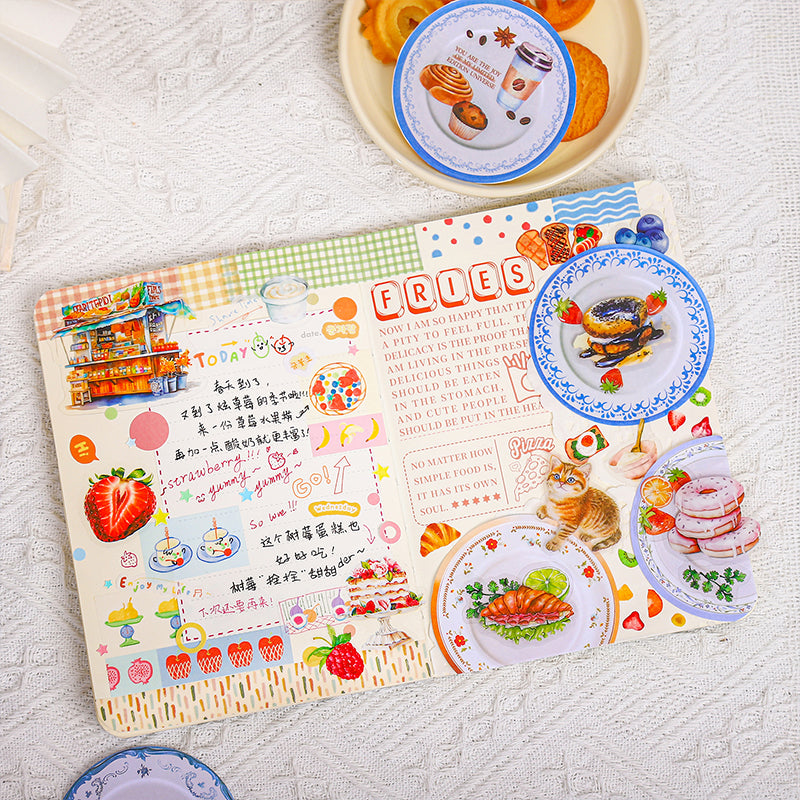 “The Bowls” 30 Sheets Cute Saucer Stickers Paper Stickers