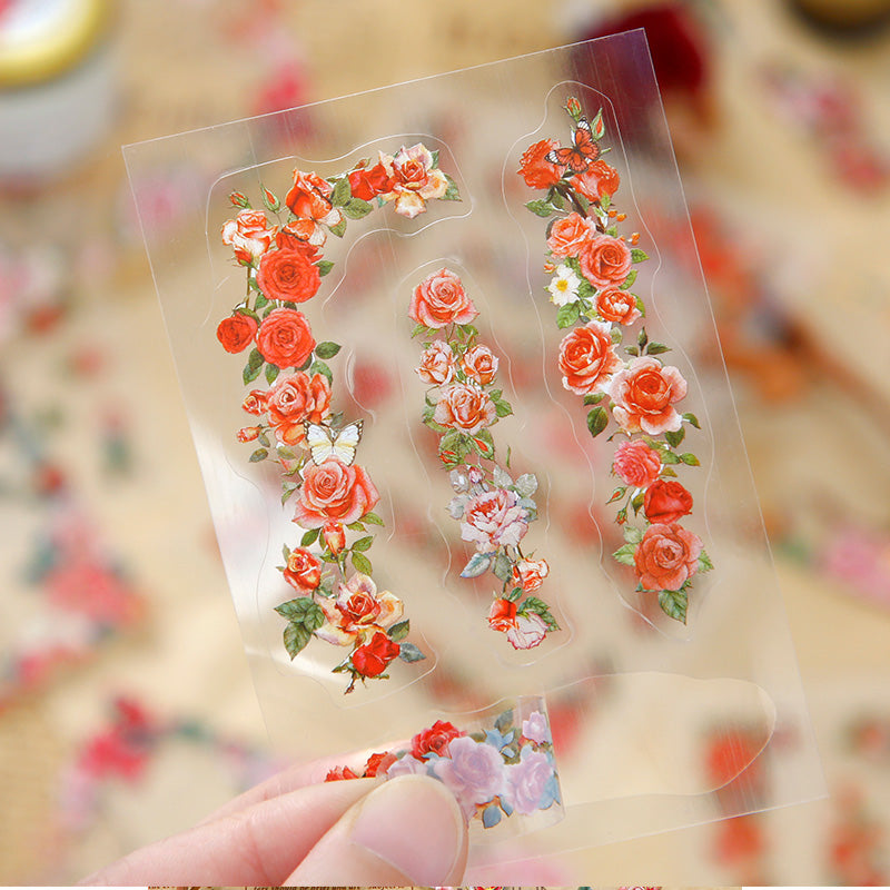 "The Age of Flowers" 12pcs Pre-cut Shimmery Flower Frame Stickers