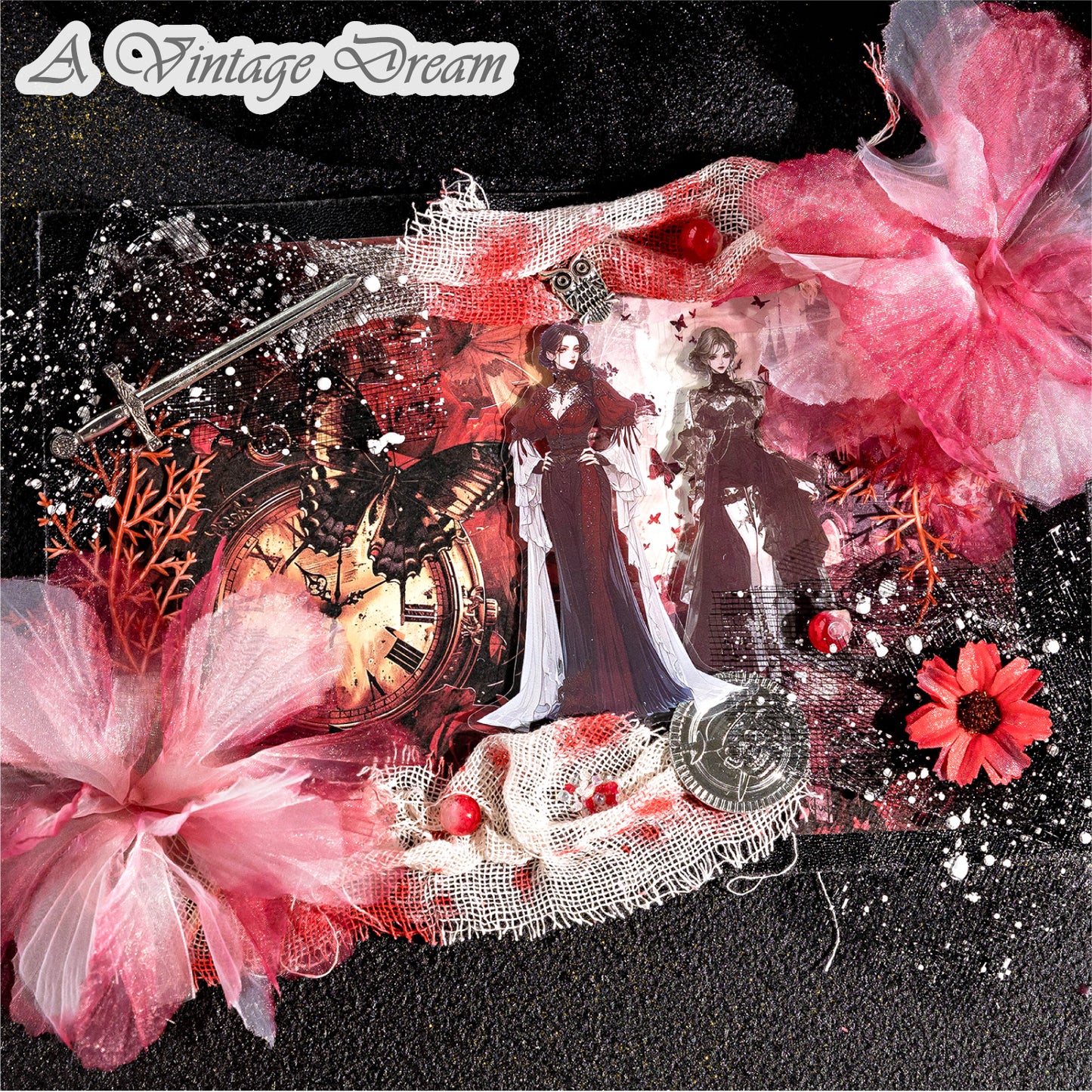 "Elegant Lady" Mini Journal Supplies Pack 15pcs in with Stickers and Deco papers