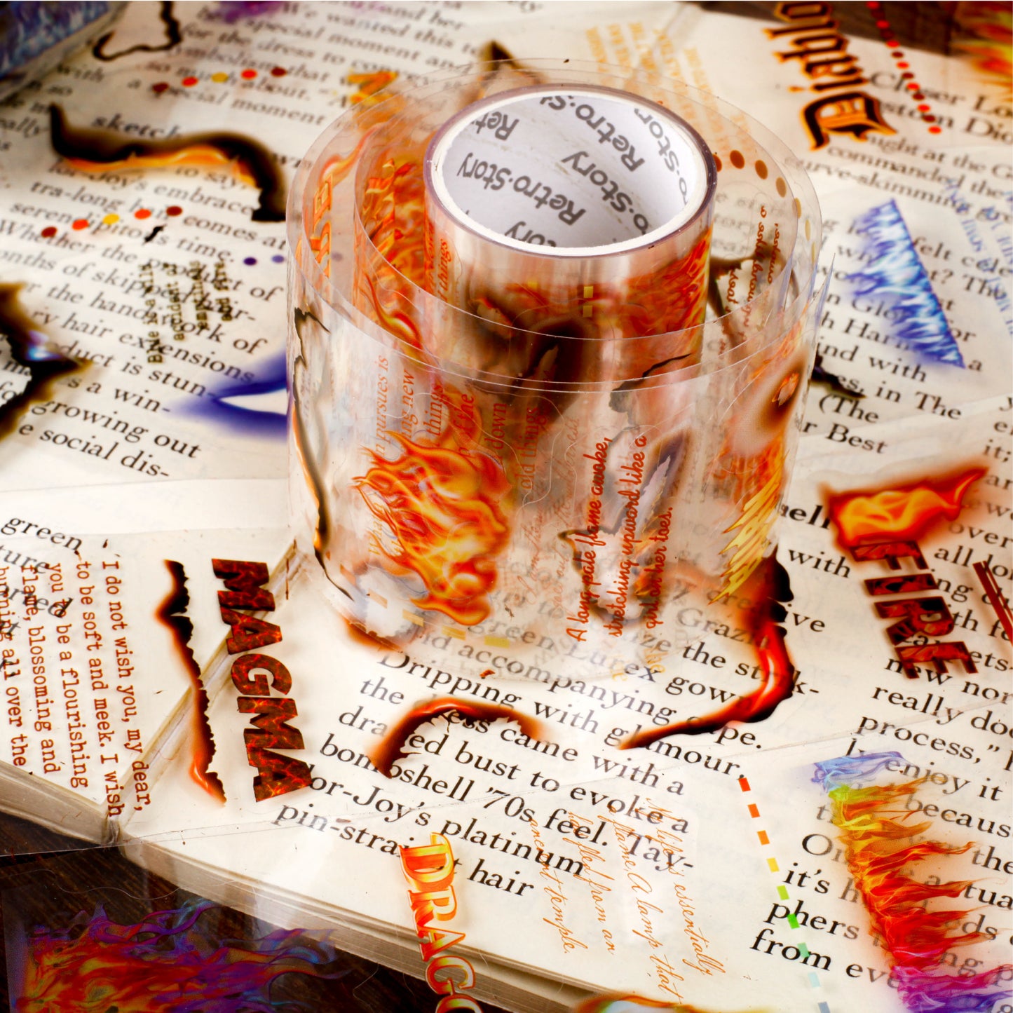 "Fire and Flame" Pre-cute PET Tapes Sticker Rolls