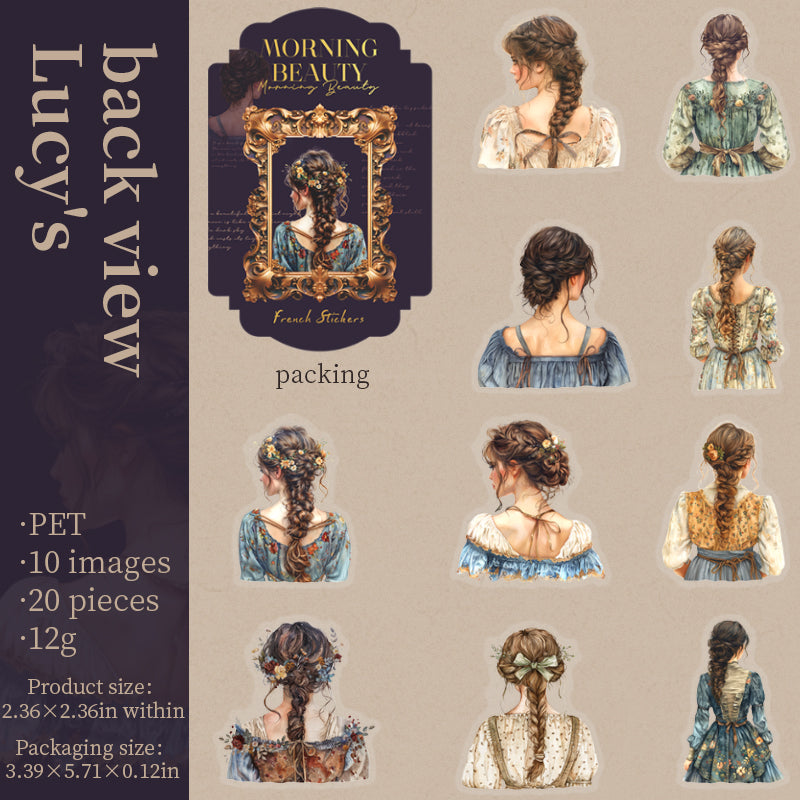 "Morning Beauty" 20pcs PET Stickers Vintage Elegant Lady Stickers