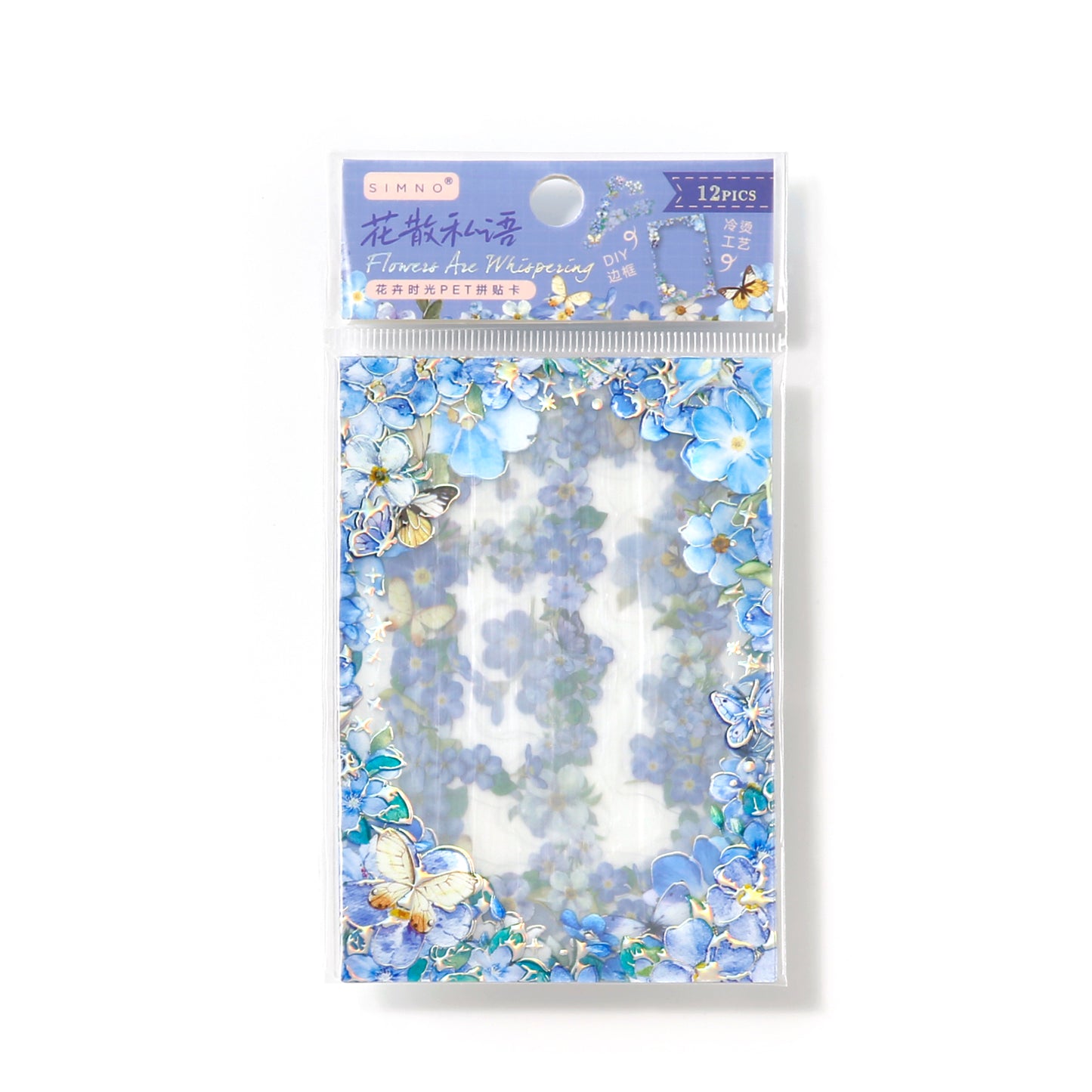 "The Age of Flowers" 12pcs Pre-cut Shimmery Flower Frame Stickers