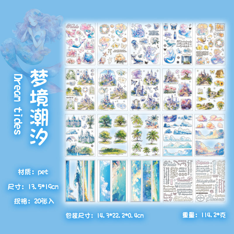 Cute Sticker Books Pre-cut 20 Sheets in one pack Mermaid Sticker Book