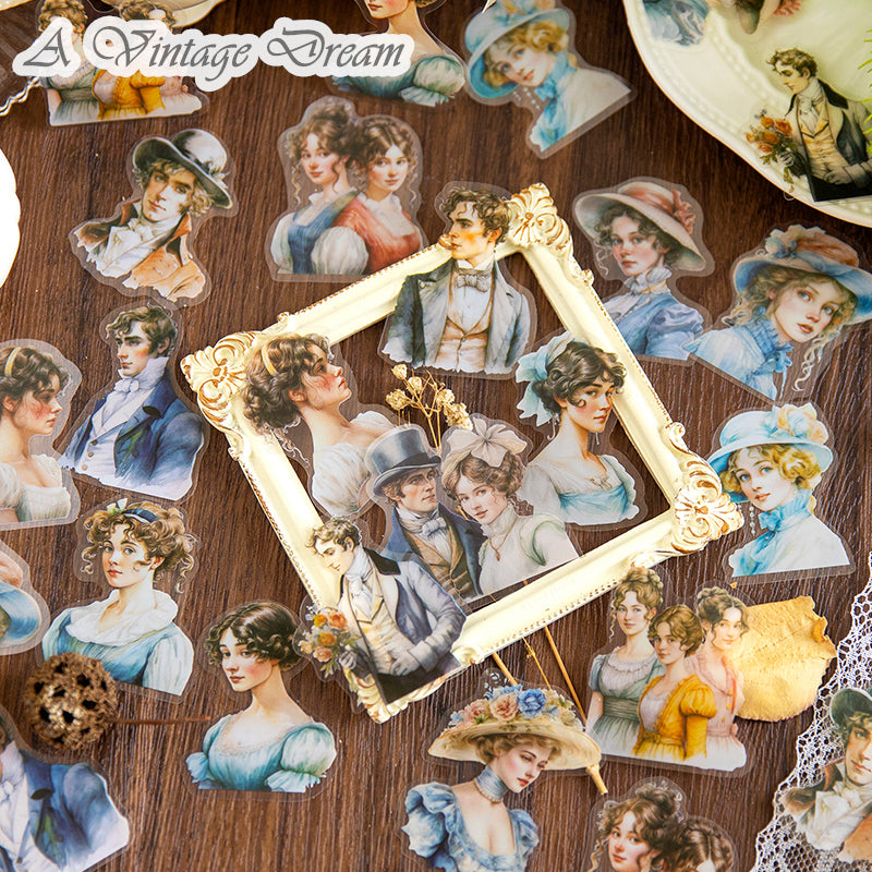 "Walking from the Painting" 30pcs PET Vintage Ladies Stickers