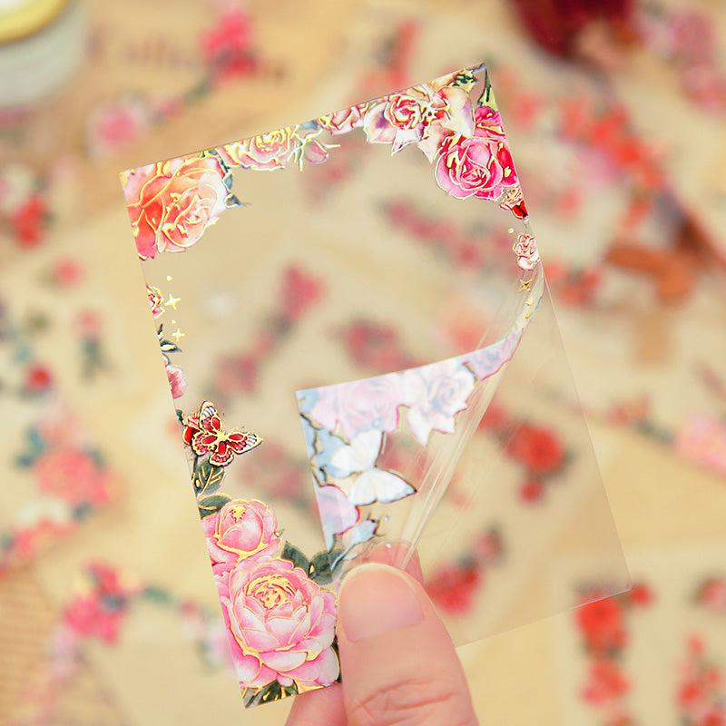 "The Age of Flowers" 12pcs Pre-cut Shimmery Flower Frame Stickers