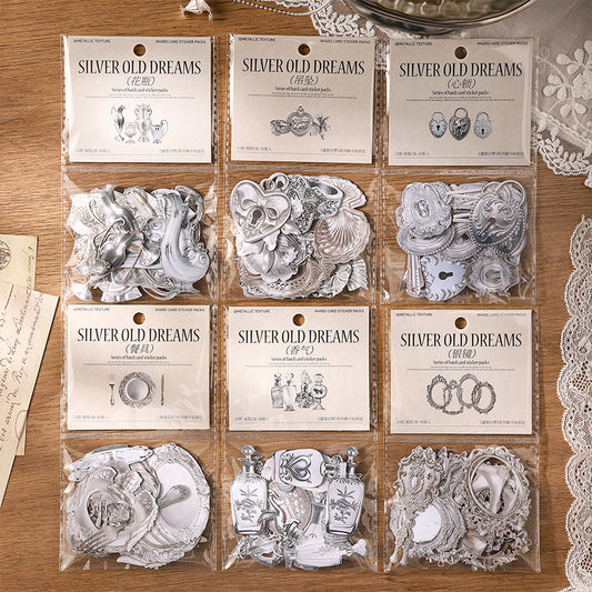 "Silver Old Dreams" 30pcs Card Stickers