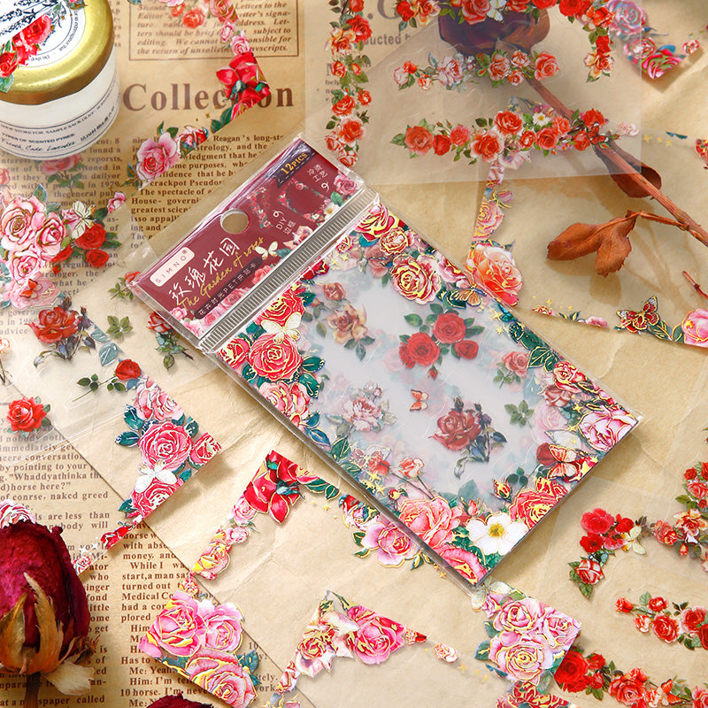"The Age of Flowers" 12pcs Pre-cut Shimmery Flower Frame Stickers