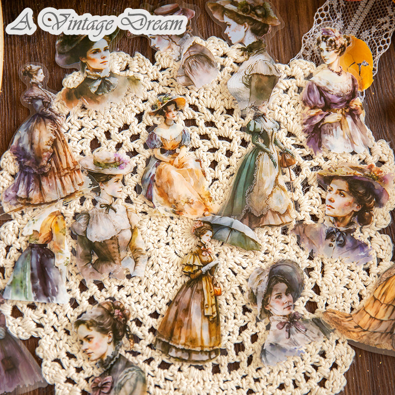 "Walking from the Painting" 30pcs PET Vintage Ladies Stickers